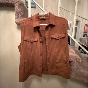 ZARA MAN BROWN FAUX SUEDE SPRING FEST SOUTH WESTERN COWBOY FRINGED VEST